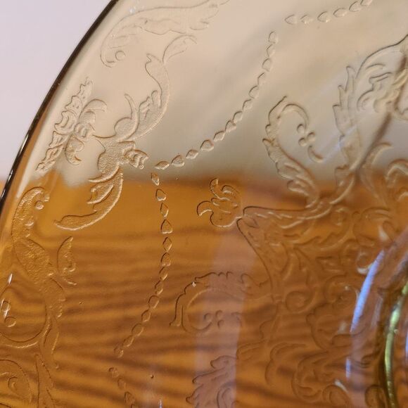 Federal Glass Co. Madrid Golden Glow Depression Glass 11" Footed Console Bowl - Picture 10 of 16